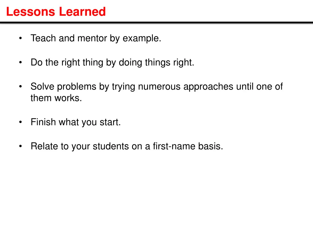 lessons learned