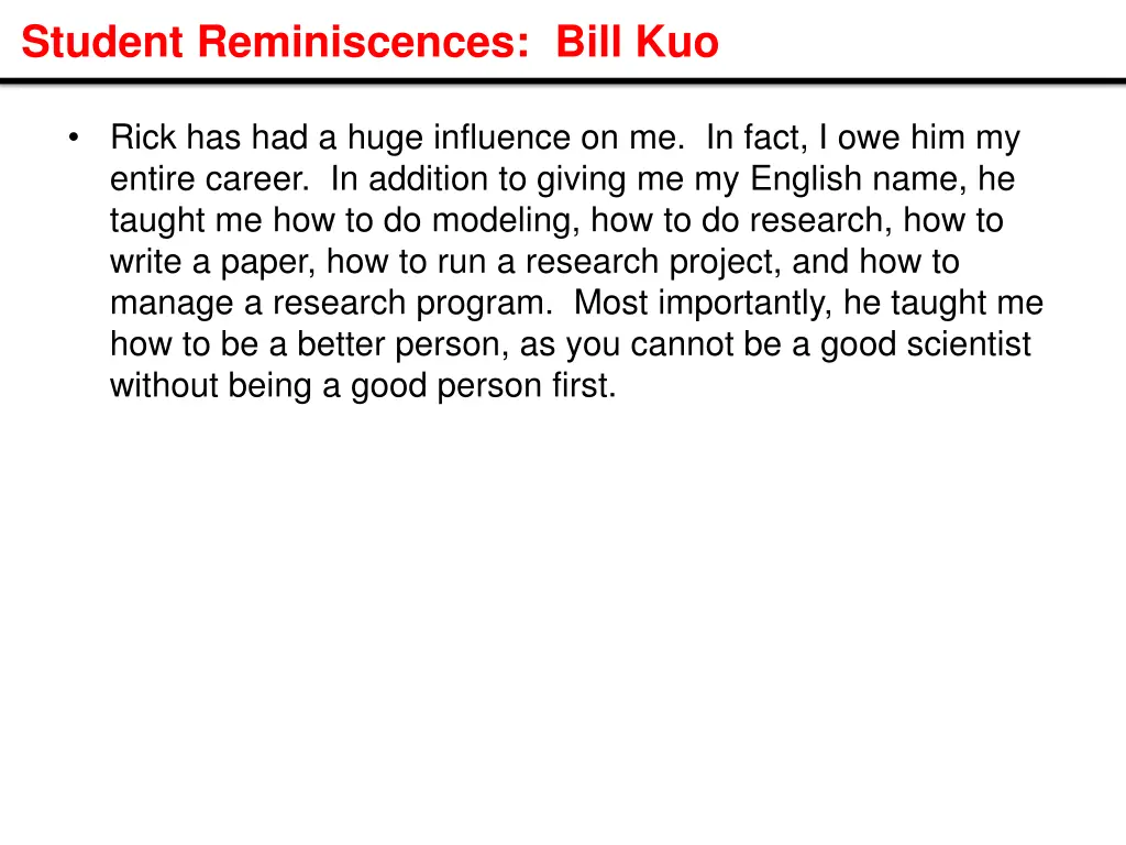 student reminiscences bill kuo