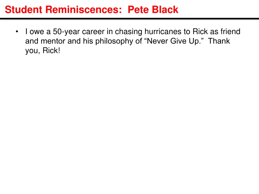 student reminiscences pete black 1