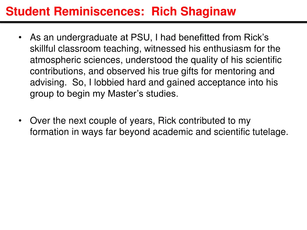student reminiscences rich shaginaw