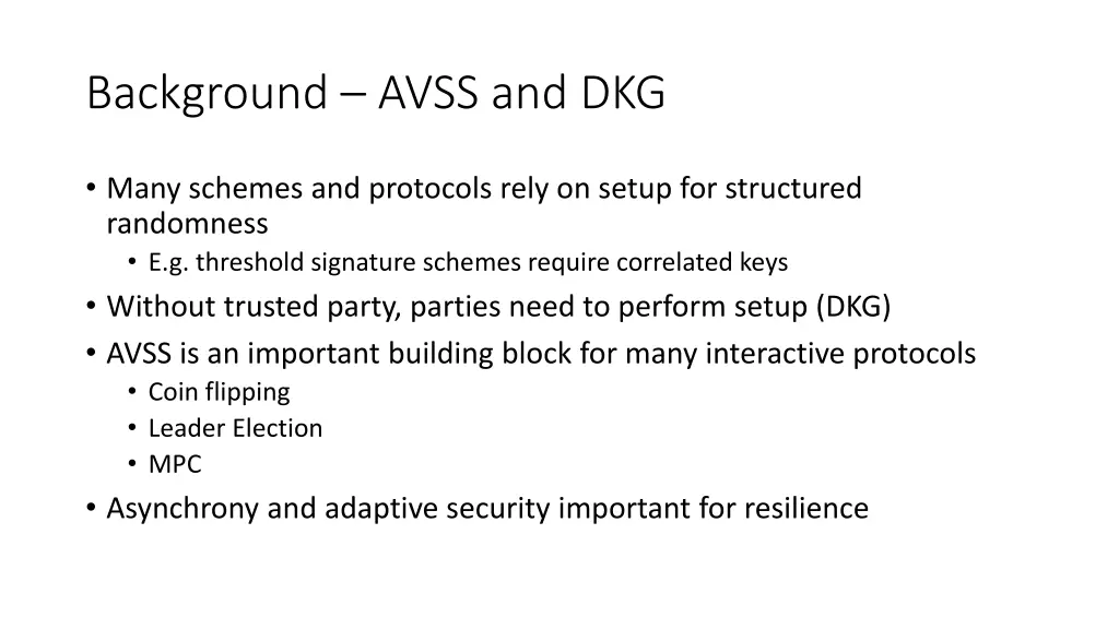 background avss and dkg