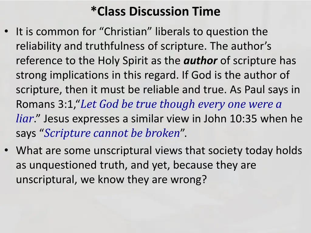 class discussion time 1