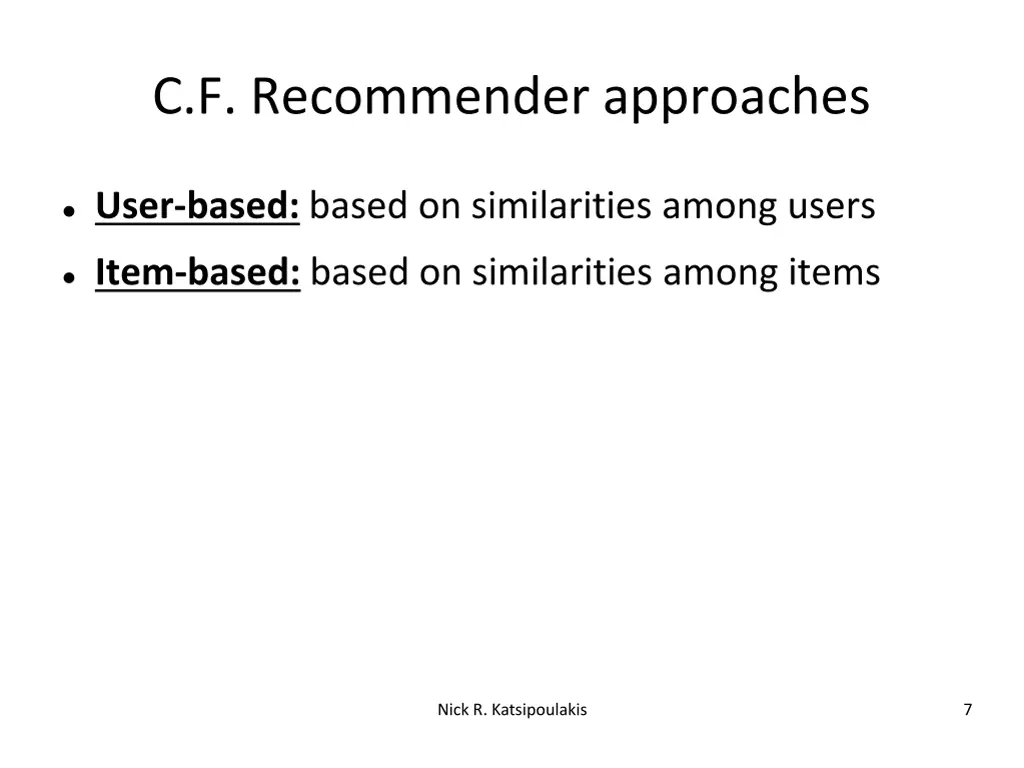 c f recommender approaches