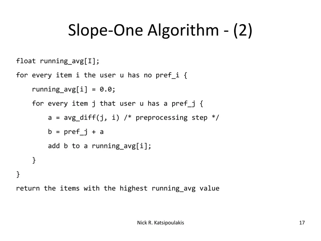 slope one algorithm 2