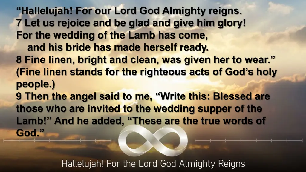 hallelujah for our lord god almighty reigns