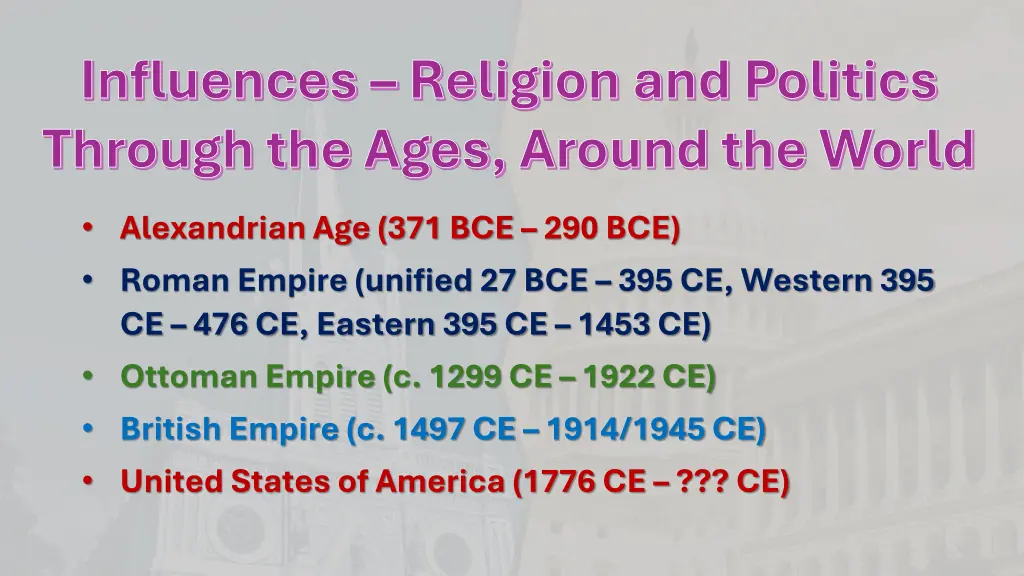 influences religion and politics through the ages 1