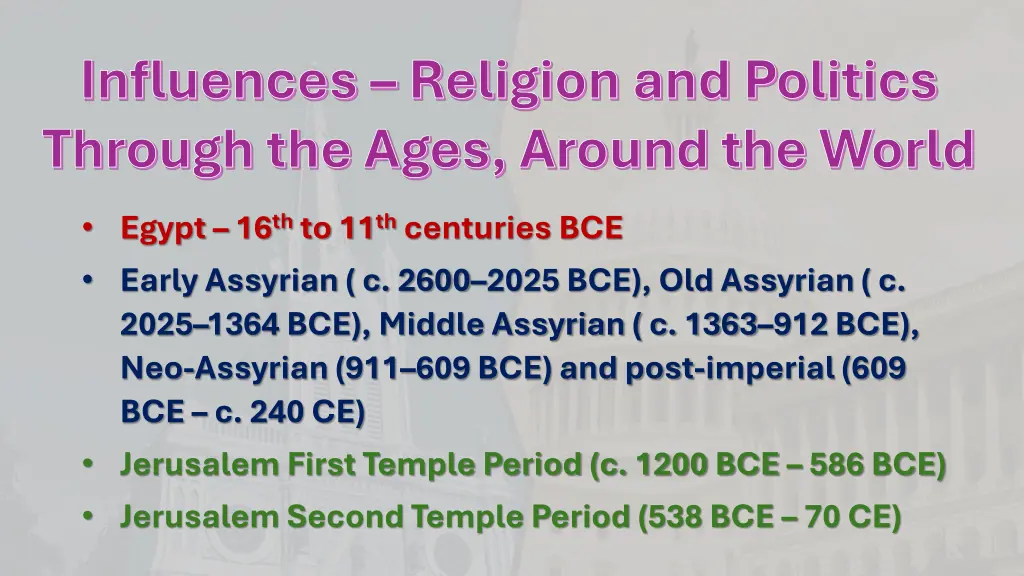 influences religion and politics through the ages