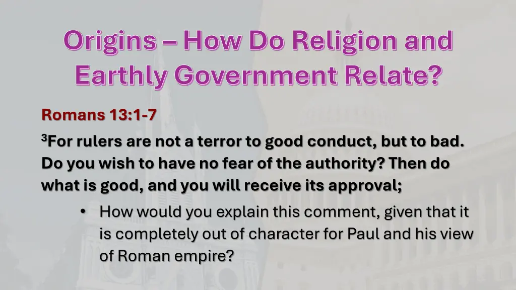 origins how do religion and earthly government 2