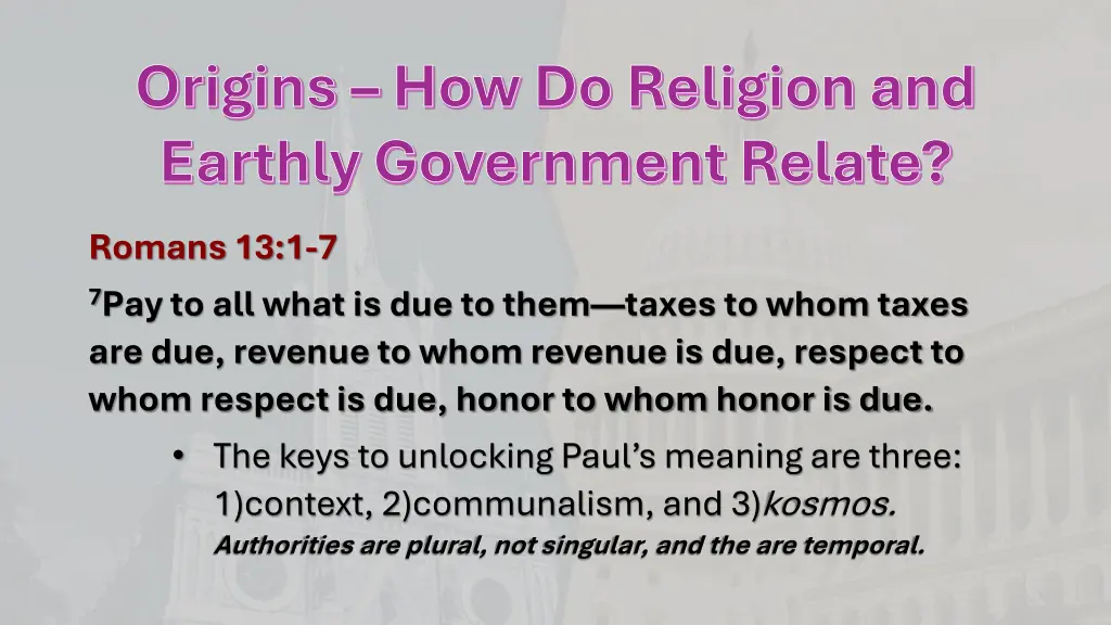 origins how do religion and earthly government 6