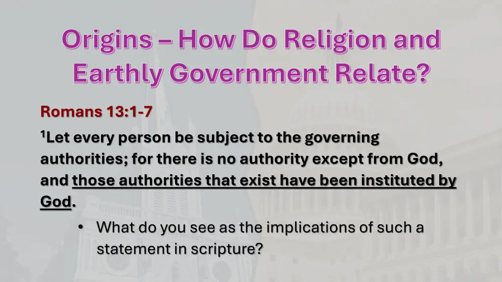 origins how do religion and earthly government
