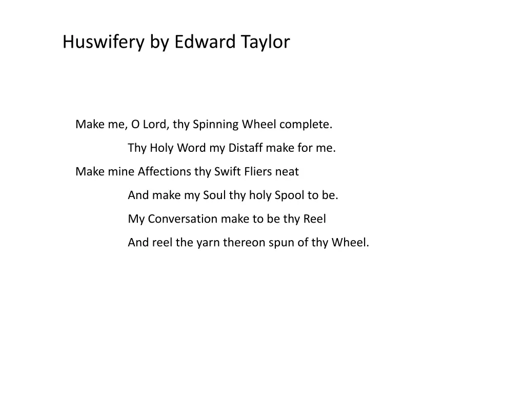 huswifery by edward taylor