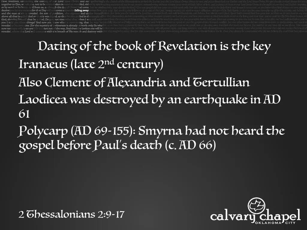 dating of the book of revelation is the key