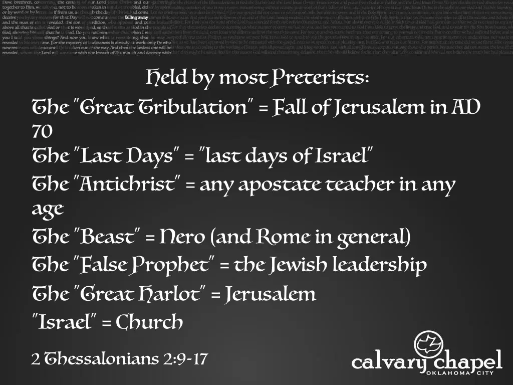 held by most preterists