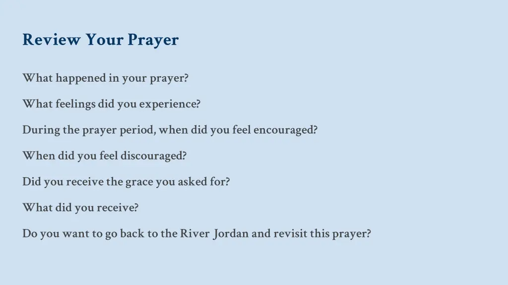 review your prayer