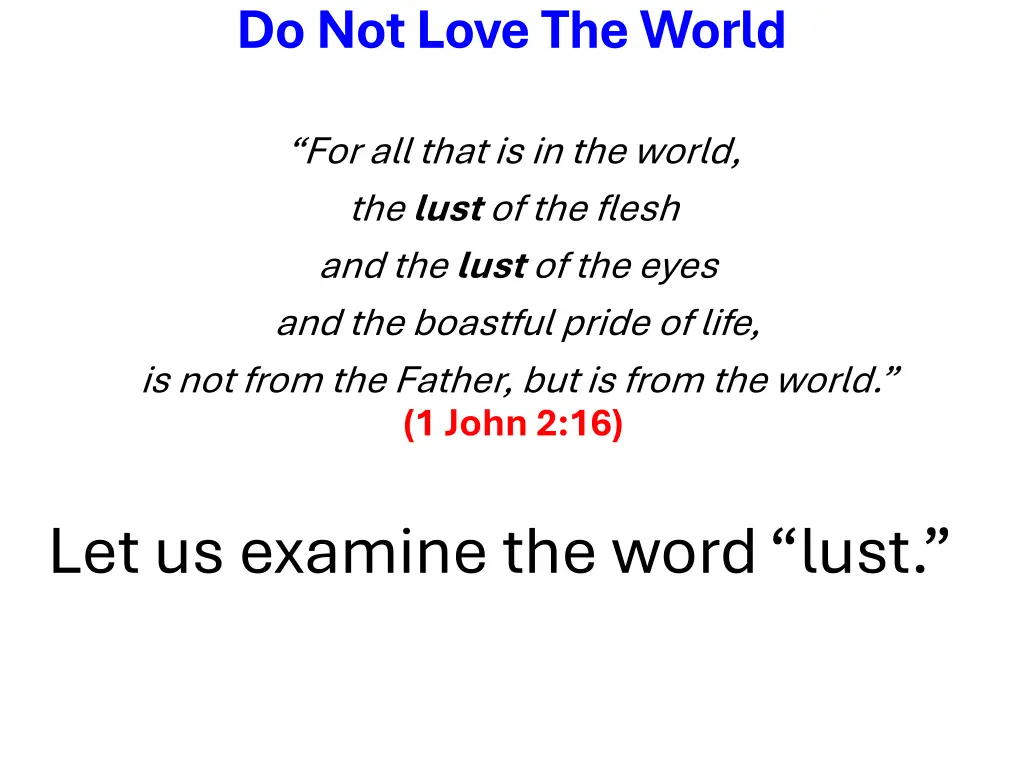 do not love the world