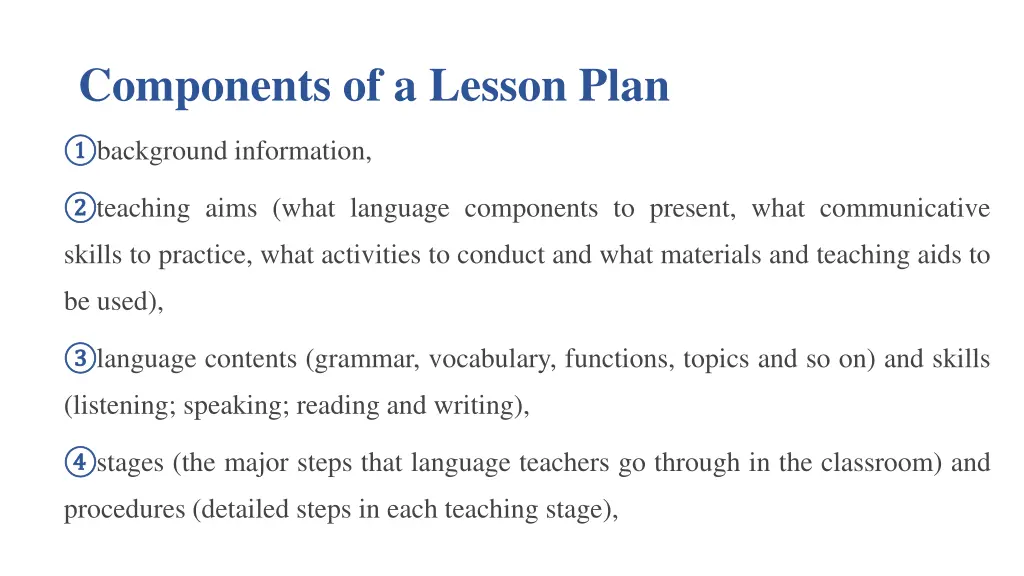 components of a lesson plan