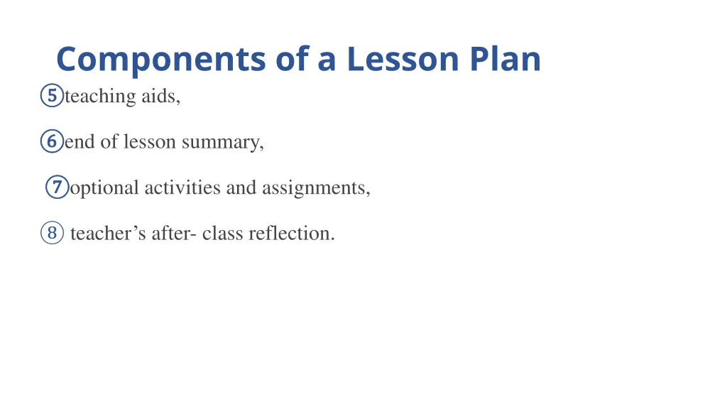 components of a lesson plan teaching aids