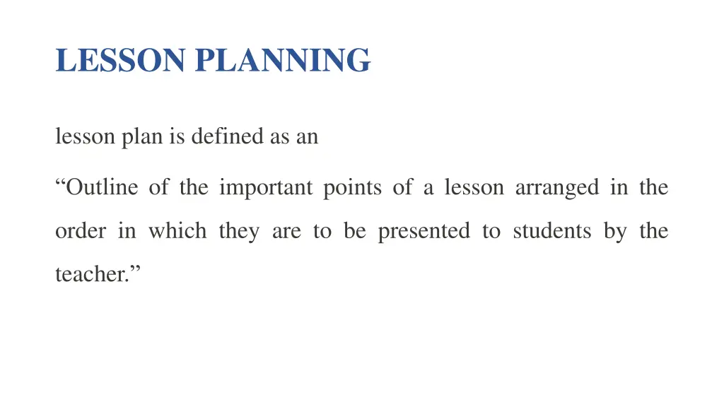 lesson planning