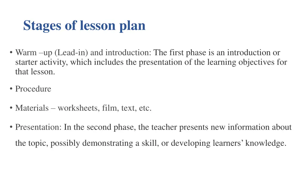stages of lesson plan