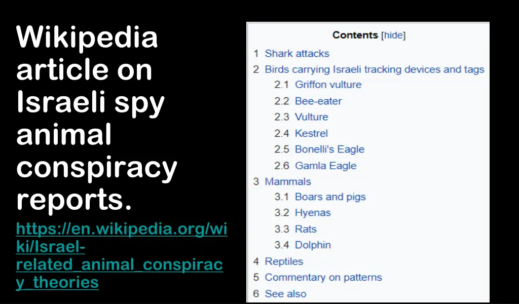 wikipedia article on israeli spy animal