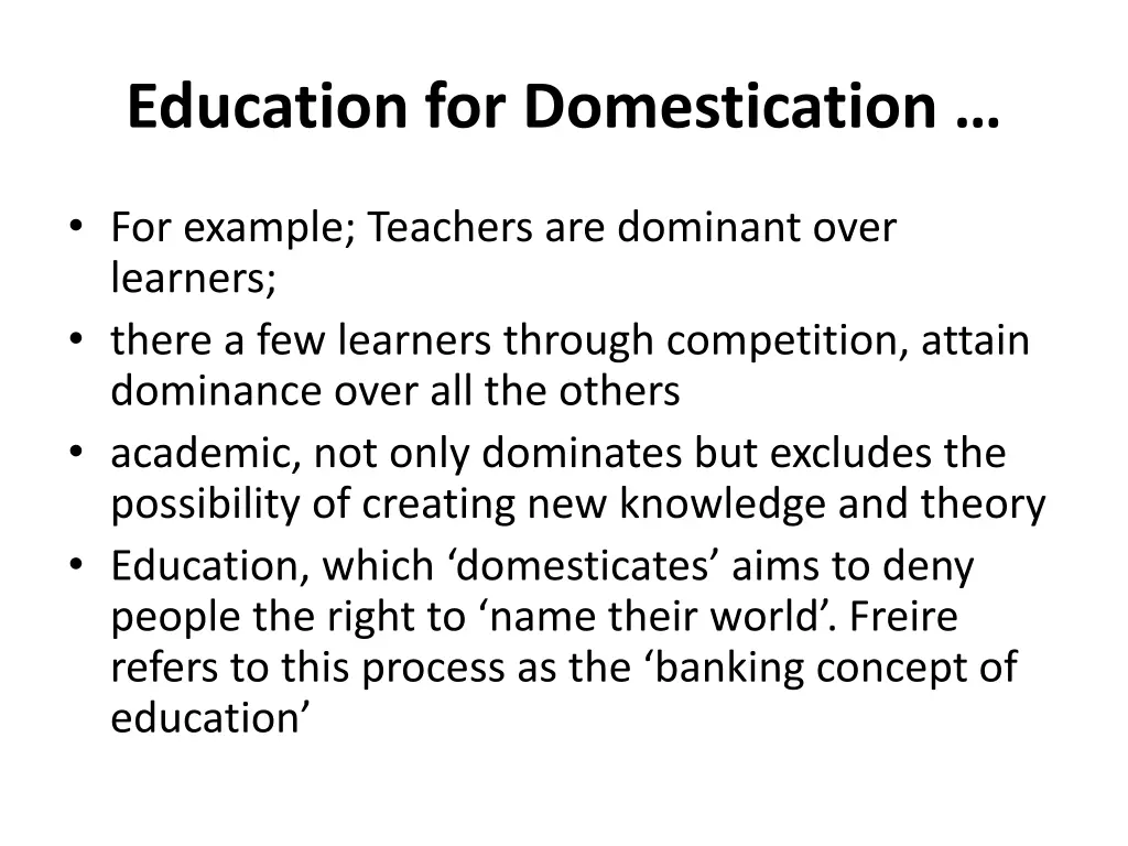 education for domestication 1