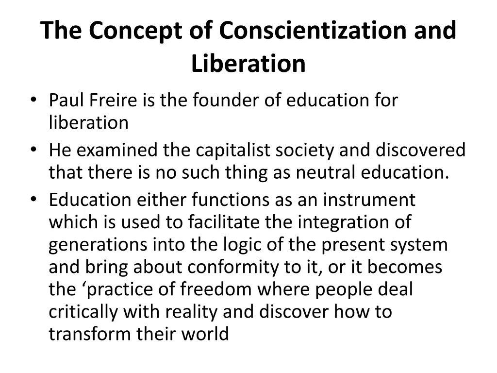 the concept of conscientization and liberation