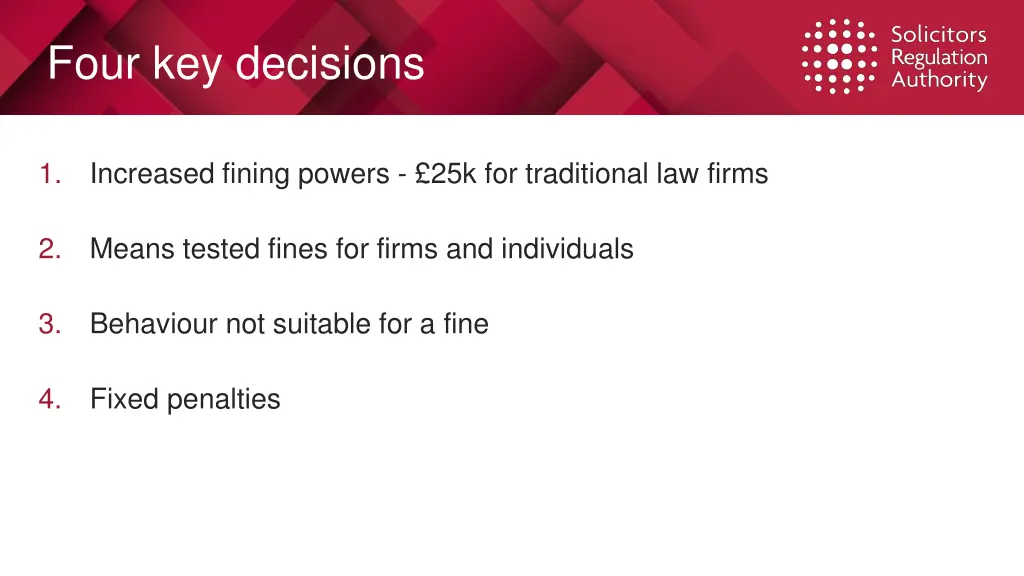 four key decisions