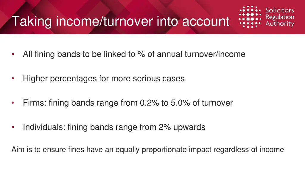 taking income turnover into account