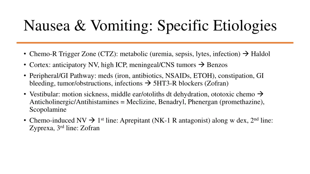 nausea vomiting specific etiologies