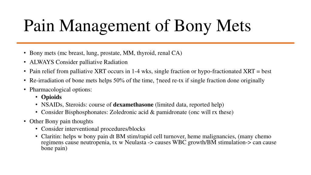 pain management of bony mets