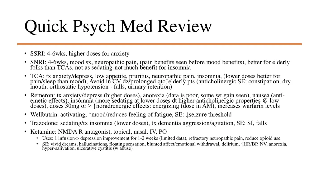 quick psych med review