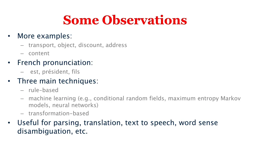 some observations 1