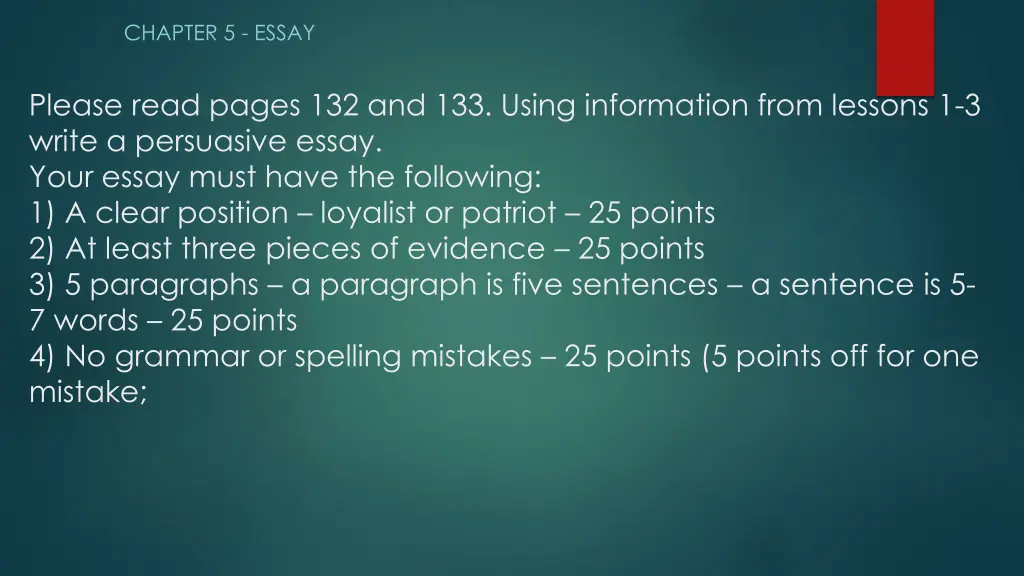 chapter 5 essay