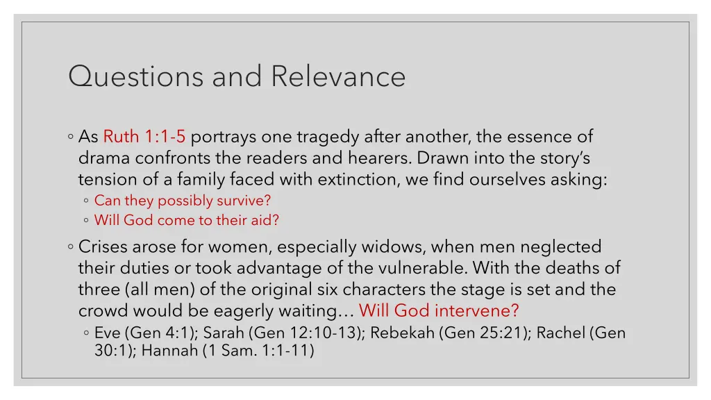 questions and relevance