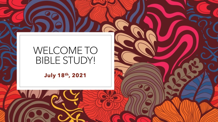 welcome to bible study