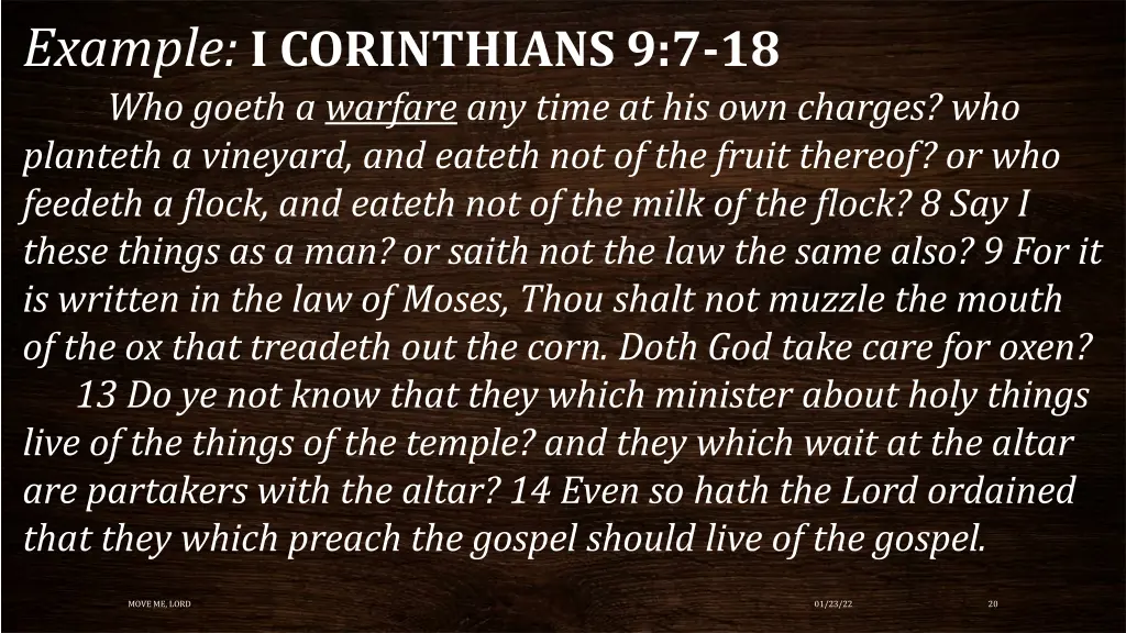 example i corinthians 9 7 18 who goeth a warfare