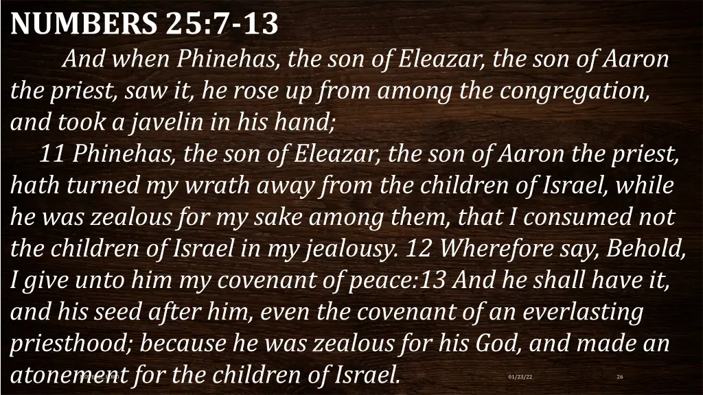 numbers 25 7 13 and when phinehas