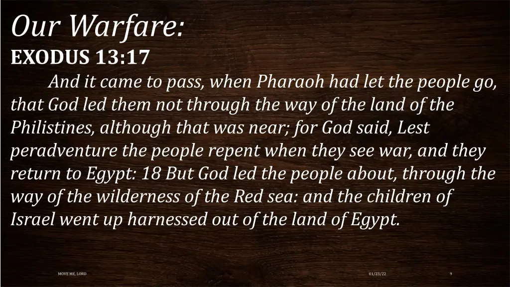 our warfare exodus 13 17 and it came to pass when