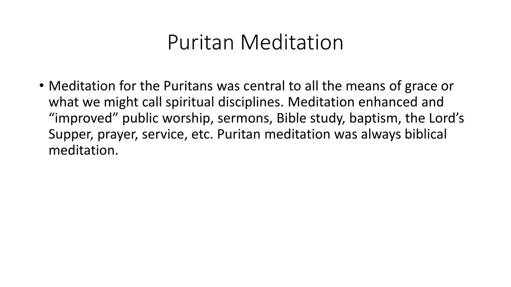 puritan meditation