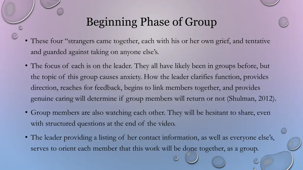 beginning phase of group 1