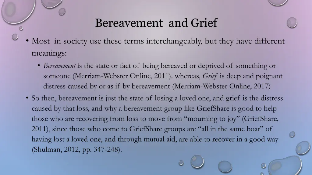 bereavement and grief