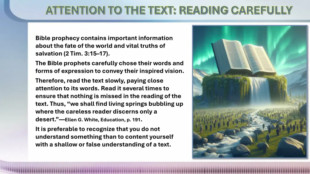 attention to the text reading carefully