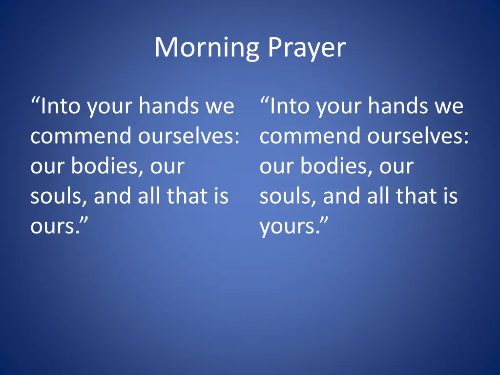 morning prayer