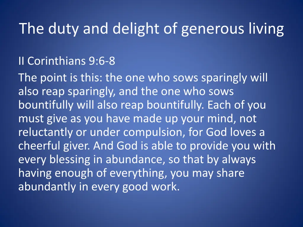 the duty and delight of generous living 1