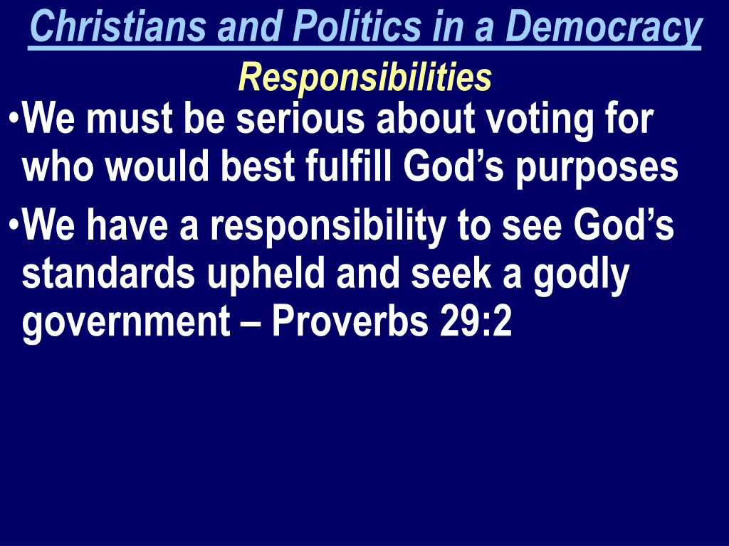 christians and politics in a democracy