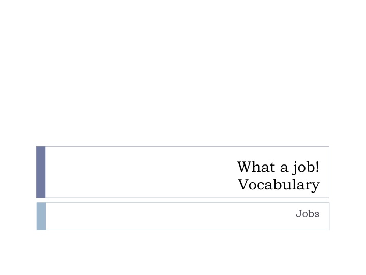 what a job vocabulary