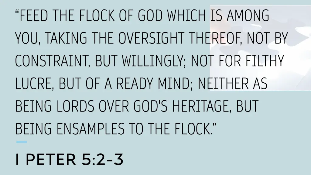 feed the flock of god which is among you taking