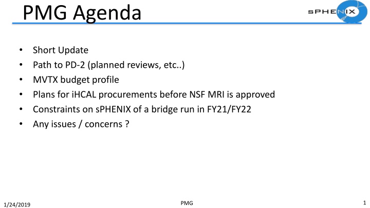 pmg agenda