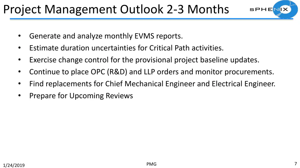 project management outlook 2 3 months