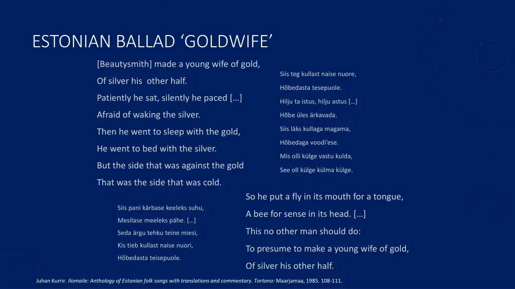 estonian ballad goldwife